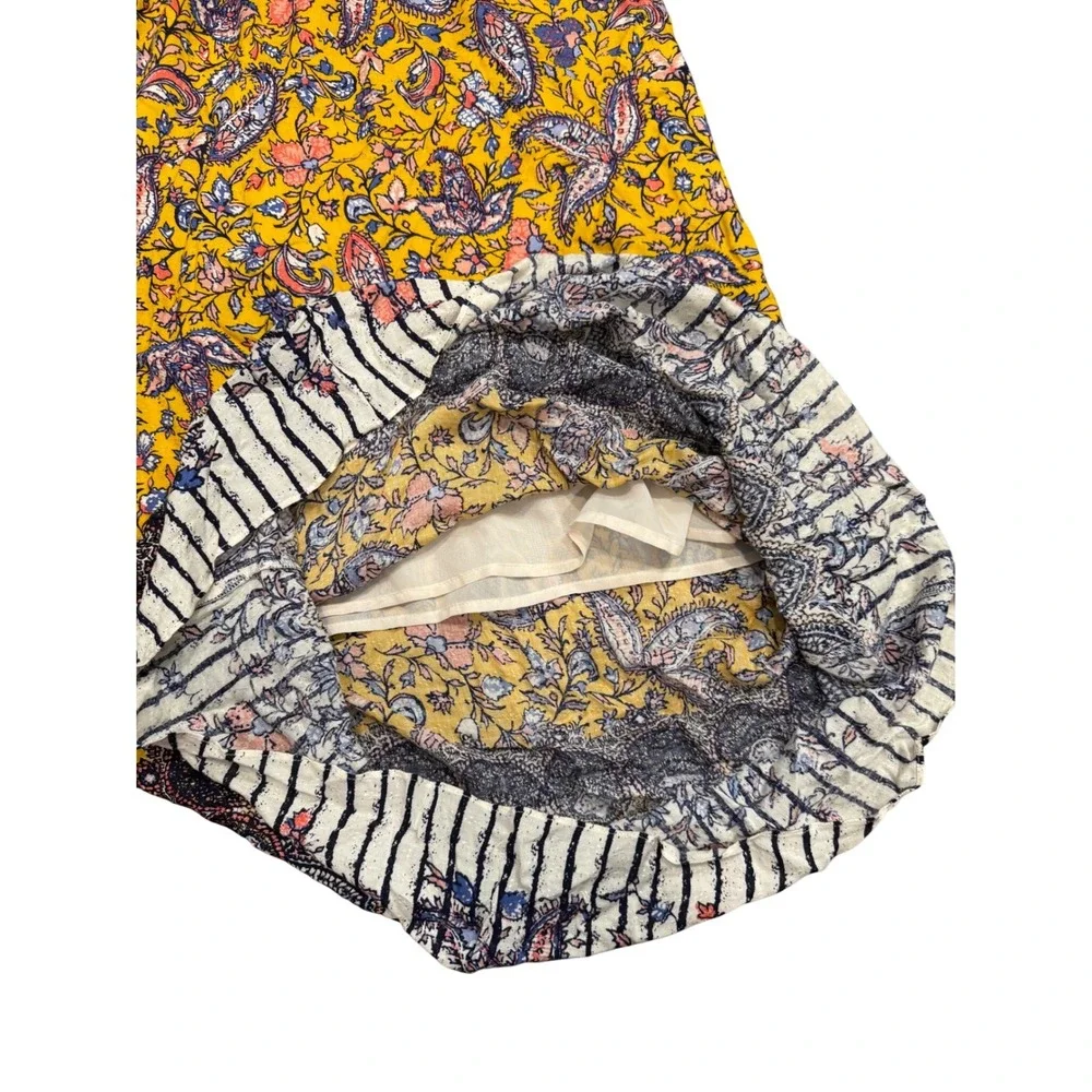 NWT Lucky Brand Sz S Mustard Paisley Eclectic Cottage Boho Racerback Maxi Dress - Picture 7 of 10